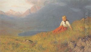 Girl Overlooking A Fjord Girl Overlooking A Fjord