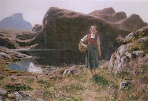 A Young Girl In A Fjord Landscape A Young Girl In A Fjord Landscape