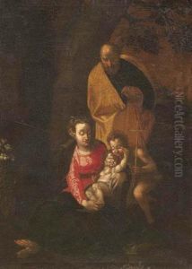 Sacra Famiglia Con San Giovannino by Giuseppe Luchi Antonio