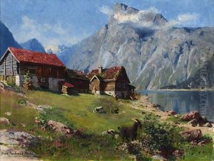 Norwegian Fjord With Goats by Hans Andreas Dahl