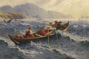 Sturmische Uberfahrt Am Fjord by Hans Andreas Dahl