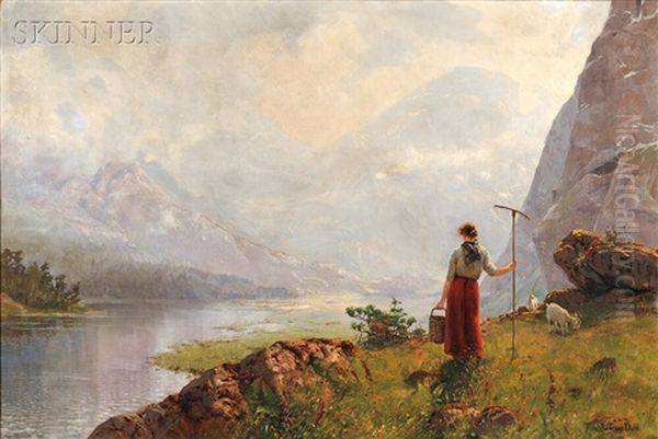 View With A Young Shepherdess On A Fjord - view 1