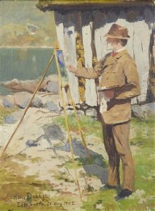 Portrait Of The Artist's Father, Hans Dahl Snr. At His Easel by Hans Andreas Dahl
