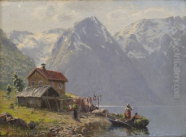 Fjordlandskap Med Folkeliv - view 1