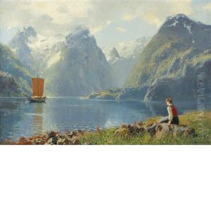 Girl Looking Out At A Fjord Girl Looking Out At A Fjord
