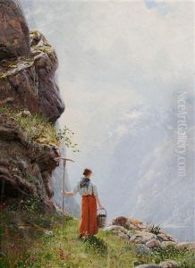 Glimpse Of A Norway Fjord by Hans Andreas Dahl