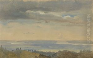 Wolkenstudie Mit Flusslandschaft ("cloud Study With River Landscape") by Johan Wilhelm Ludwig Dahl