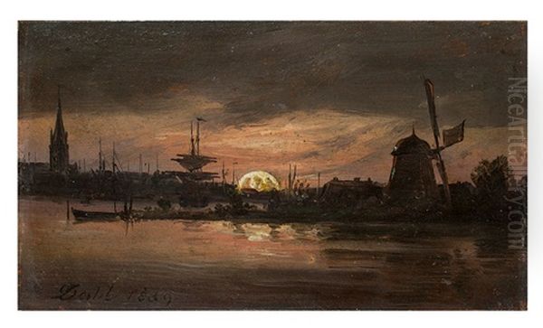 Die Oder Nahe Swinemunde Im Mondlicht (the Oder Near Swinemunde In Moonlight) - view 1