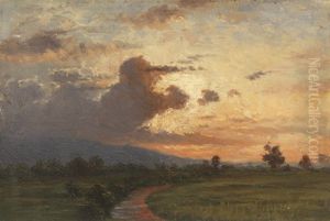 Abendhimmel Uber Hugeliger Landschaft by Johan Wilhelm Ludwig Dahl