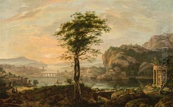 Sydlandsk Landskap Med Rundt Tempel - view 1