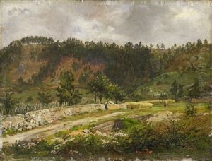 View Of A Street Near Pillnitz by Johan Wilhelm Ludwig Dahl