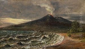 View Of Vesuvius From The Coast Of Castellammare by Johan Wilhelm Ludwig Dahl