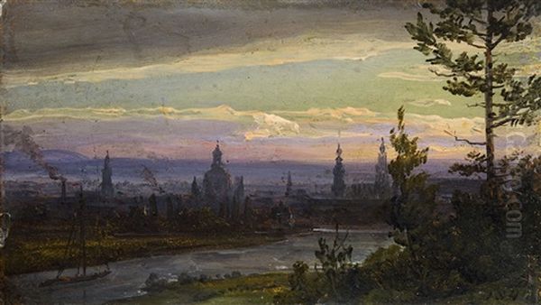 Two Views Of Dresden By Moonlight (2 Works) - view 1
