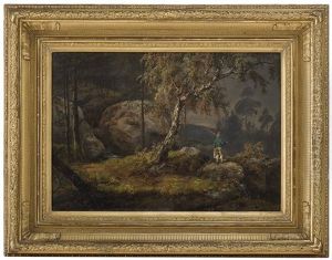 Rocky Mountain Side With A Birch Tree by Johan Wilhelm Ludwig Dahl