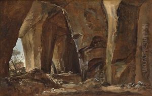 Grotto By Naples (study) by Johan Wilhelm Ludwig Dahl
