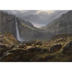 Utsyn Fra Feigumfossen I Lysterfjorden (view Of The Feigumfoss In Lysterfjord) by Johan Wilhelm Ludwig Dahl