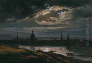 Uber Die Elbe Auf Das Nachtliche Dresden