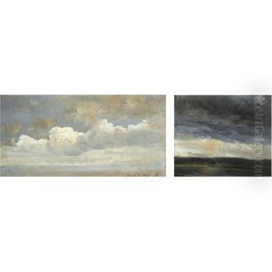 Skystudie-cloud Study (+ Skystudie Og Landskap-cloud Study And Landscape, Smllr; 2 Works) by Johan Wilhelm Ludwig Dahl