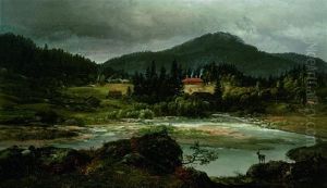 Ansicht Von Jernhammeren In Maridalen by Johan Wilhelm Ludwig Dahl