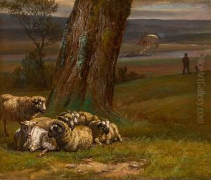 Sauer Ved Elven by Johan Wilhelm Ludwig Dahl