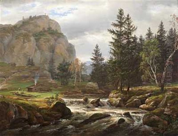 Nordisk Landskap Med Elv - view 1
