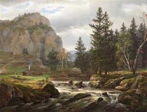 Nordisk Landskap Med Elv by Johan Wilhelm Ludwig Dahl
