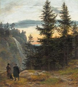 Utsikt Med Foss by Johan Wilhelm Ludwig Dahl