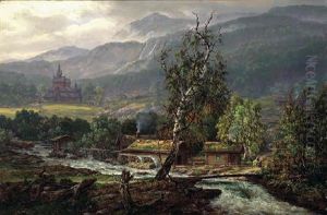 Kaupanger Med Vang Kirke by Johan Wilhelm Ludwig Dahl