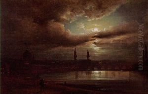 A View Of Dresden By Moonlight