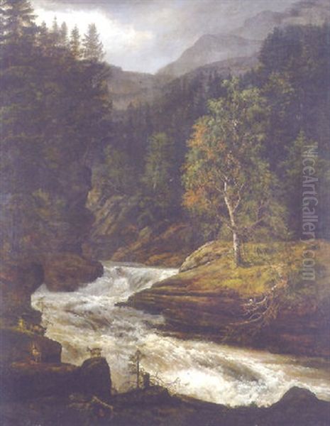 Gebirgslandschaft Mit Wildbach Bei Hemsedal - view 1