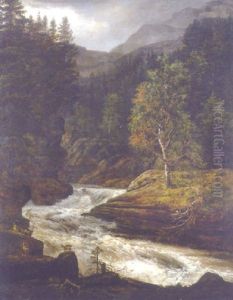 Gebirgslandschaft Mit Wildbach Bei Hemsedal