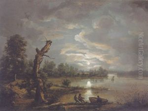 Esrom Lake, Moonlight by Johan Wilhelm Ludwig Dahl