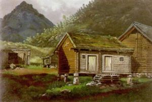Bauernhutten Im Gebirgstal by Johan Wilhelm Ludwig Dahl