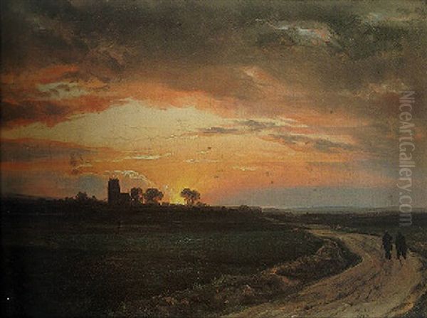 Landscape Near Lippe At Sunset - view 1