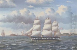 Marine Med Fregatten "jylland" I Sundet Ud For Kronborg by Johann Vilhelm Ludwig Dahl