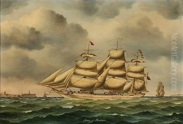 The Ship Osmo Of Raumo Off Shore Kronborg Castle - view 1