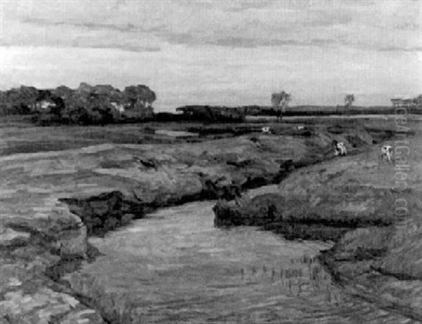 Norddeutsche Wiesenlandschaft Mit Fluss - view 1