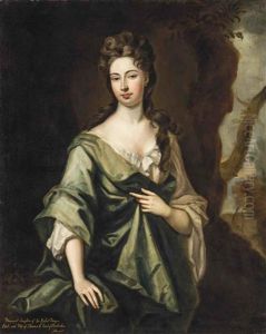 Portrait Of A Lady, Traditionally Identified As Margaret Sawyer, Countess Of Pembroke (d.1746), Three-quarter-length, In A Landscape