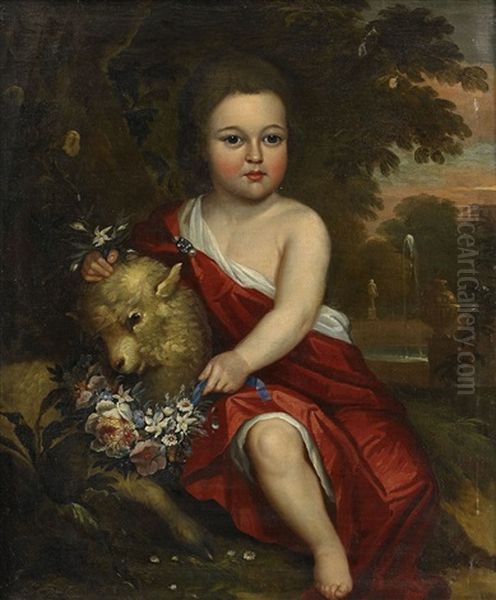 Flicka Med Far Och Blomstergirland - view 1