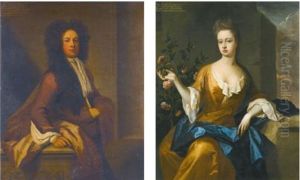 Portraits Of Colonel Robert Honywood; And His Wife Mary (pair) by Michael Dahl