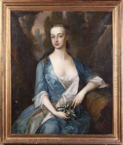 Woman W/blue Dress Holding by Michael Dahl
