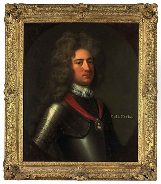 Portrait Of Colonel Daniel Parke Colonial Governor And Army Officer, In Armor, With A Miniature Portrait Of Queen Anne - view 1