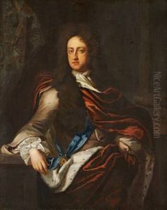 Prince George Of Denmark In A Red Gown Lined With Ermine And The Most Noble Order Of The Garter by Michael Dahl