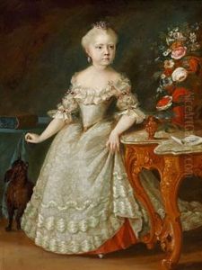 Portrait Of A 5 Year Old Girl Of Noble Birth In A White Evening Dress