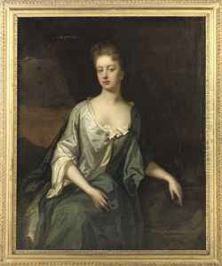 Portrait Of A Lady (mrs. Mary Finch?) In A Grey Dress With A Blue Wrap