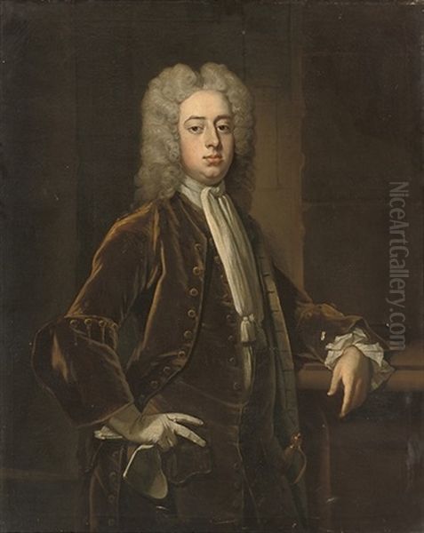 Portrait Of A Gentleman In A Brown Velvet Coat - view 1