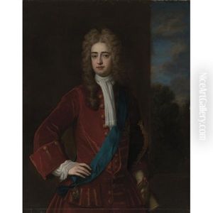 Portrait Of A Gentleman Wearing A Red Jacket With A Blue Sash