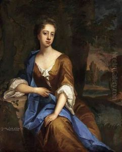 Portrait Of Dorothy Brudenell, Countess Of Westmorland, Seated In An Ochre Dress With A Blue Wrap, In An Extensive Wooded Landscape Portrait Of Dorothy Brudenell, Countess Of Westmorland, Seated In An Ochre Dress With A Blue Wrap, In An Extensive Wooded Landscape