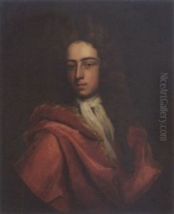 Portrait Of A Gentleman (sir Henry Temple?) In A White Cravatte And A Red Coat