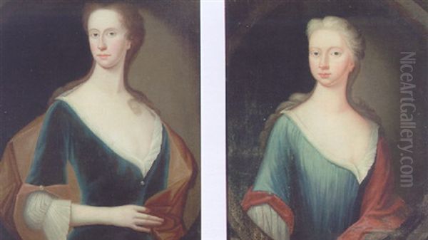 Portrait Of A Lady, Jane Jardine, In A Blue Dress With White Trim And Brown Wrap - view 1